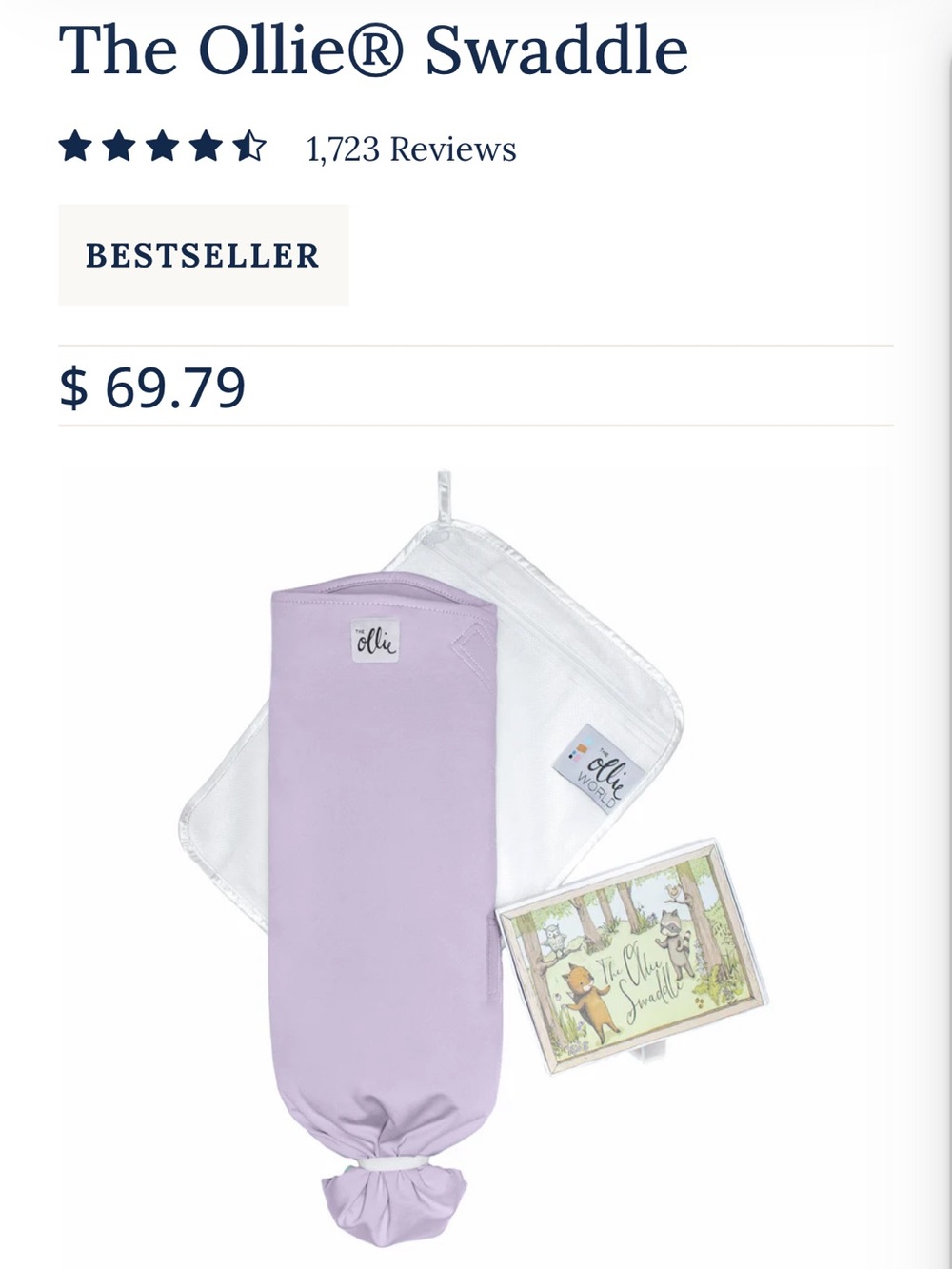 Ollie Swaddle Lilac Purple Newborn 0-4 Months